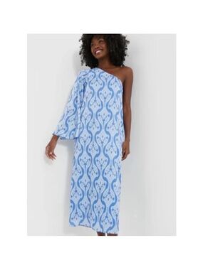 One-Shoulder Blue Patterned Maxi Dress Tuckernuck Hyacinth House Sz M